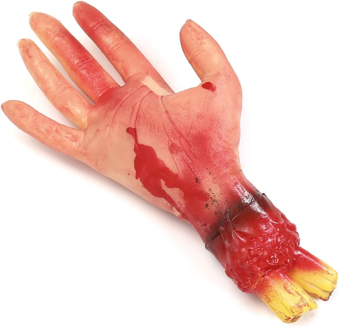 Mana infricosatoare pentru Halloween Bimkole, latex, bej/rosu, 24,8 x 11,3 cm