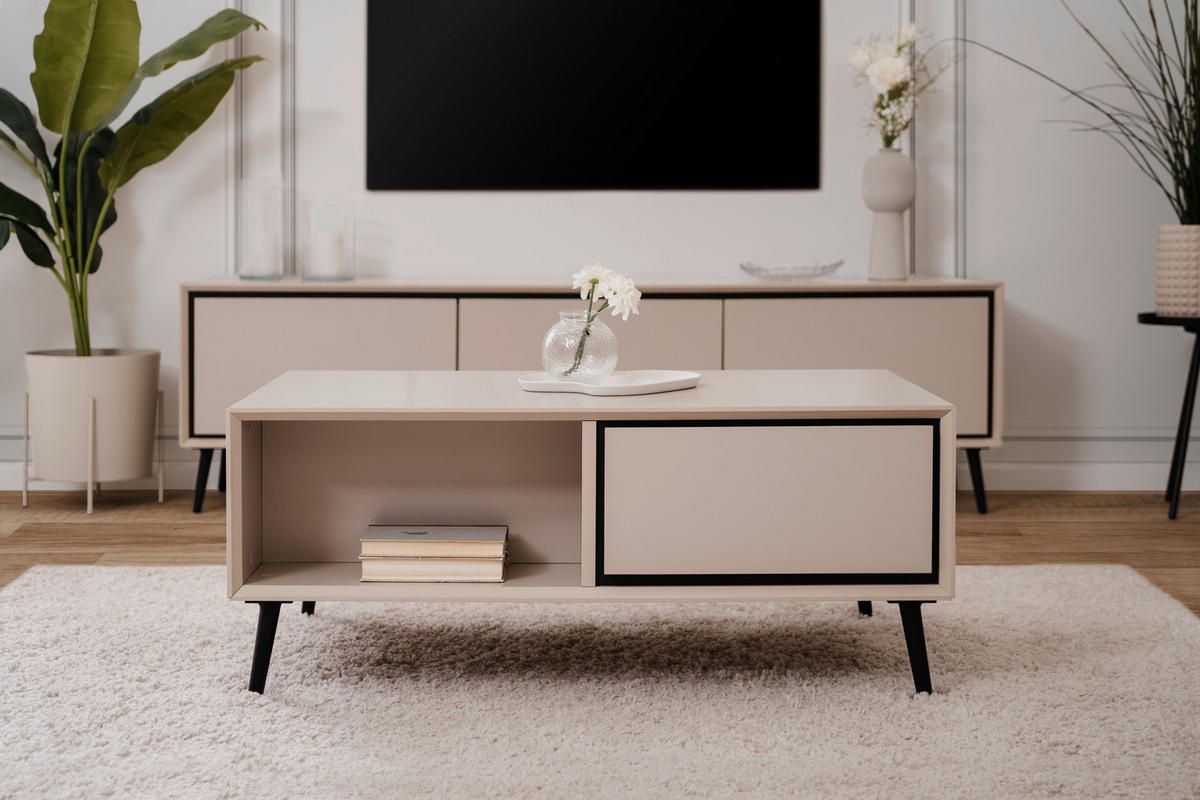 Masă de cafea dreptunghiulară Livetastic , neagră și nisip, 94/40/50 cm