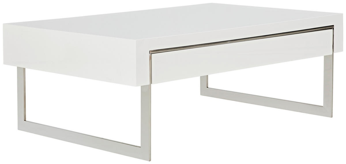 Masă de cafea dreptunghiulară MID.YOU , albă, alb lucios, 110/40/70 cm