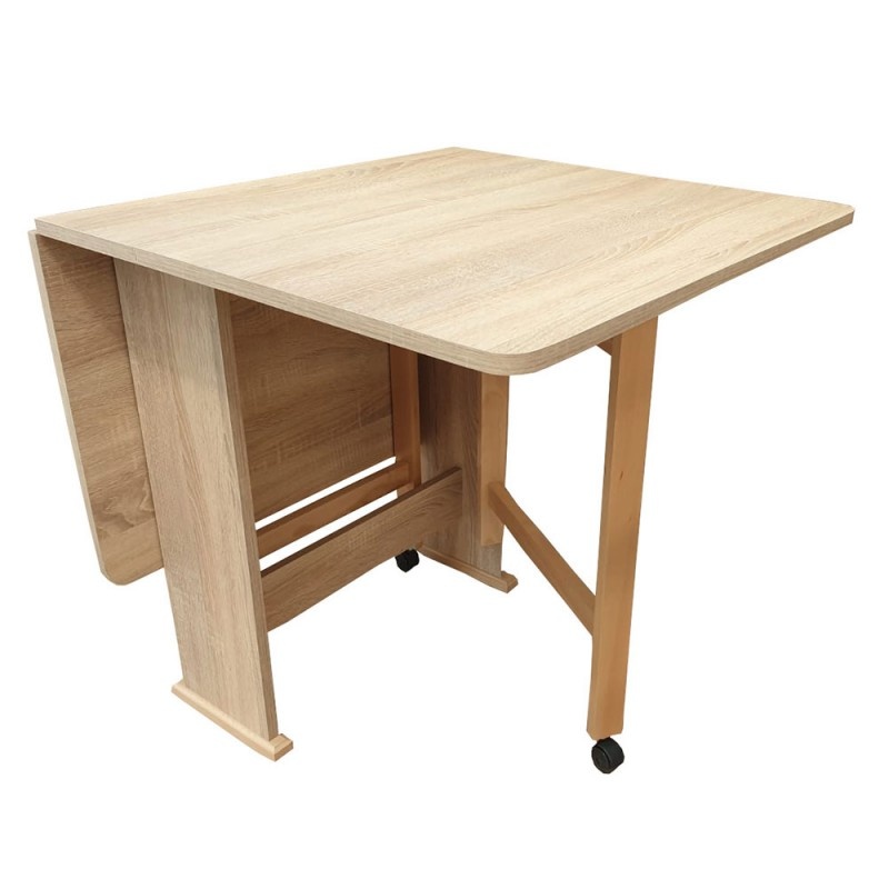 Masa plianta Practic, PAL Melaminat cu elemente de lemn masiv 120x74x75 cm, Stejar Sonoma