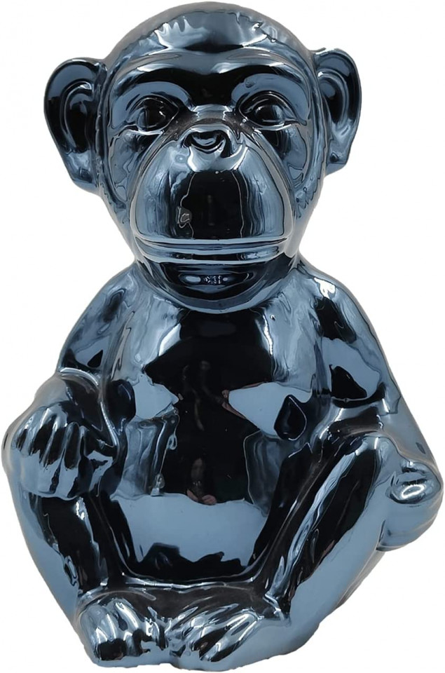 Obiect decorativ maimuta Casaido, negru, ceramica, 19,4 x 13,7 x 12 cm 137