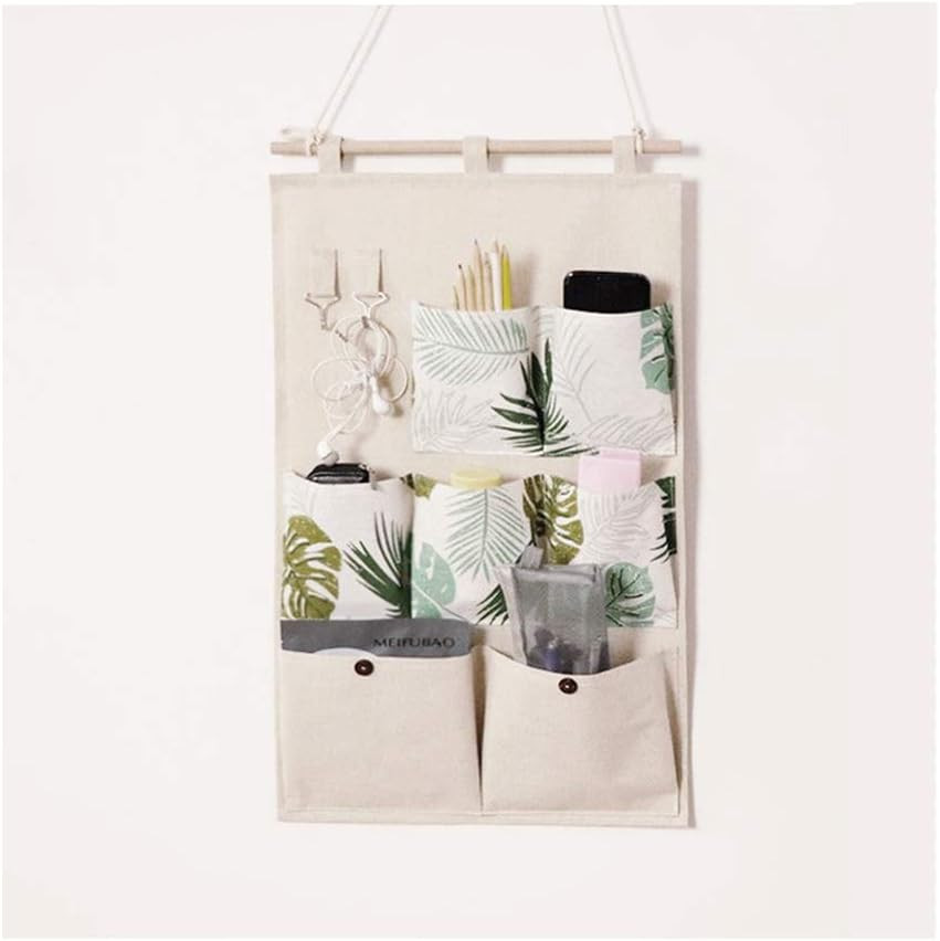 Organizator de perete Anzirose, bumbac/in/plastic, bej/alb/verde, 36 x 58 cm