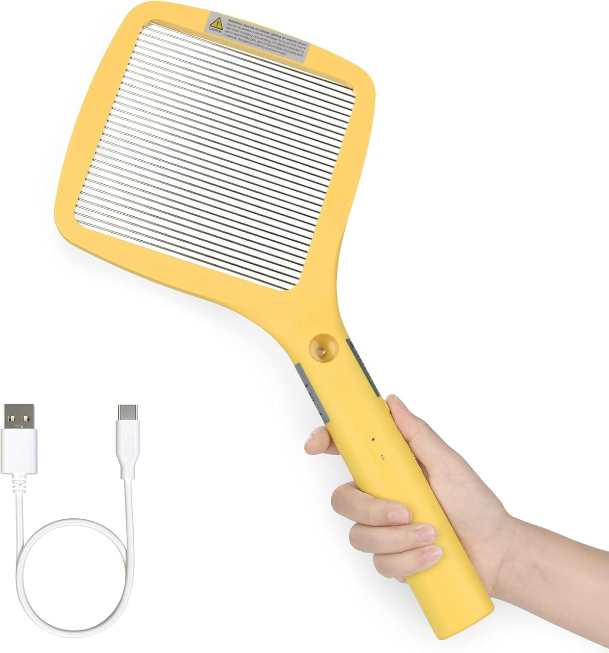 Paleta electrica pentru muste Mafiti, ABS/metal, galben/argintiu, 43 x 22 cm