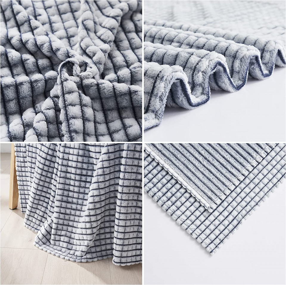Poze Patura Qucover, microfibra, alb/negru, 150 x 200 cm