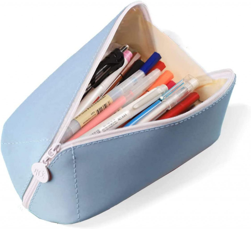 Penar multifunctional Topsal, piele, albastru, 18,6 x 6,5 x 6,5 cm