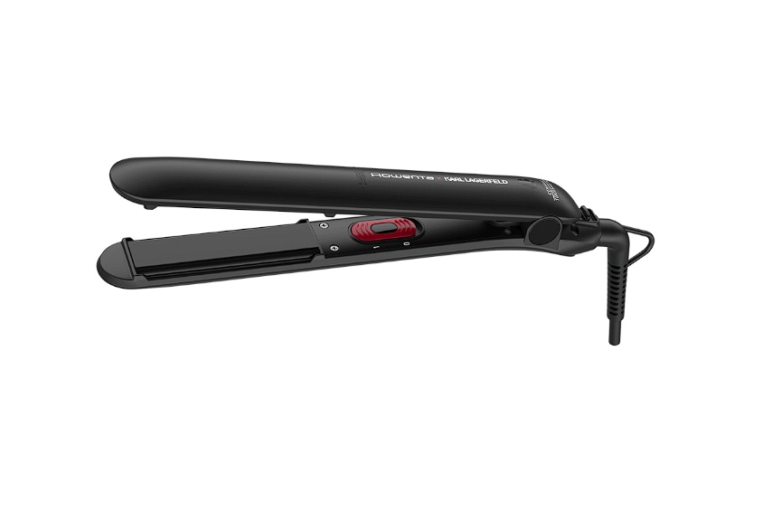 Placa de indreptat parul Rowenta EasyLiss Karl Lagerfeld SF161LF0, Ceramic Tourmaline, 200 °C, placi inteligente, functie Straight & Curl, incalzire