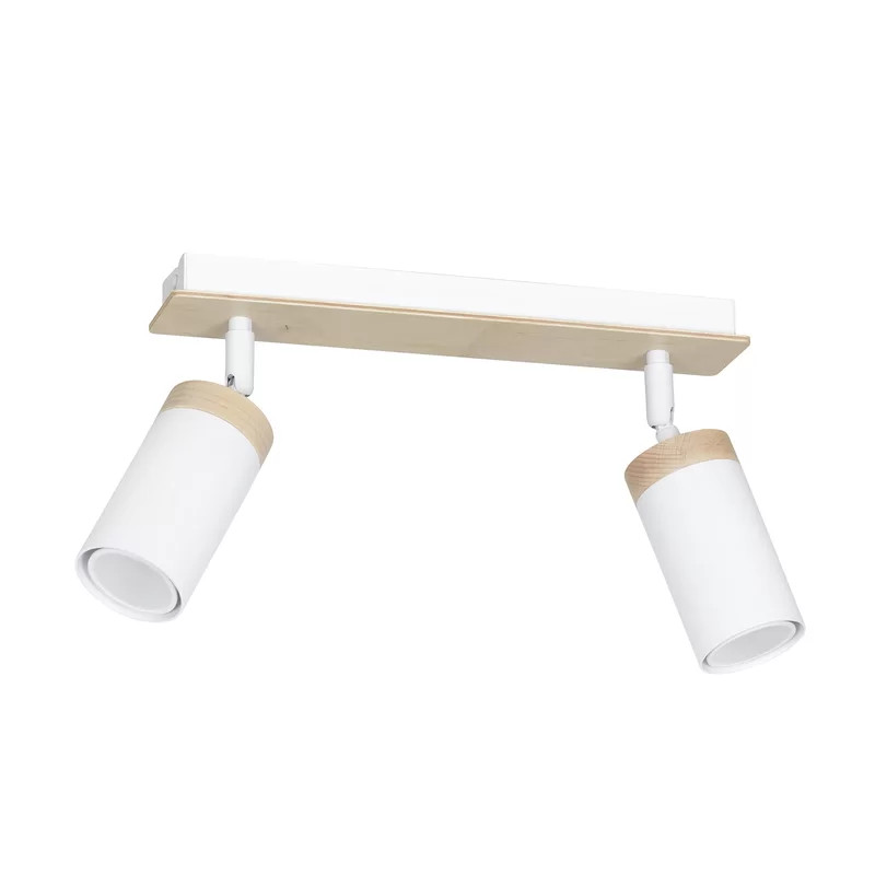 Plafoniera Pike, LED, metal/lemn, alb/natur, 18 x 42 x 6 cm, 30W