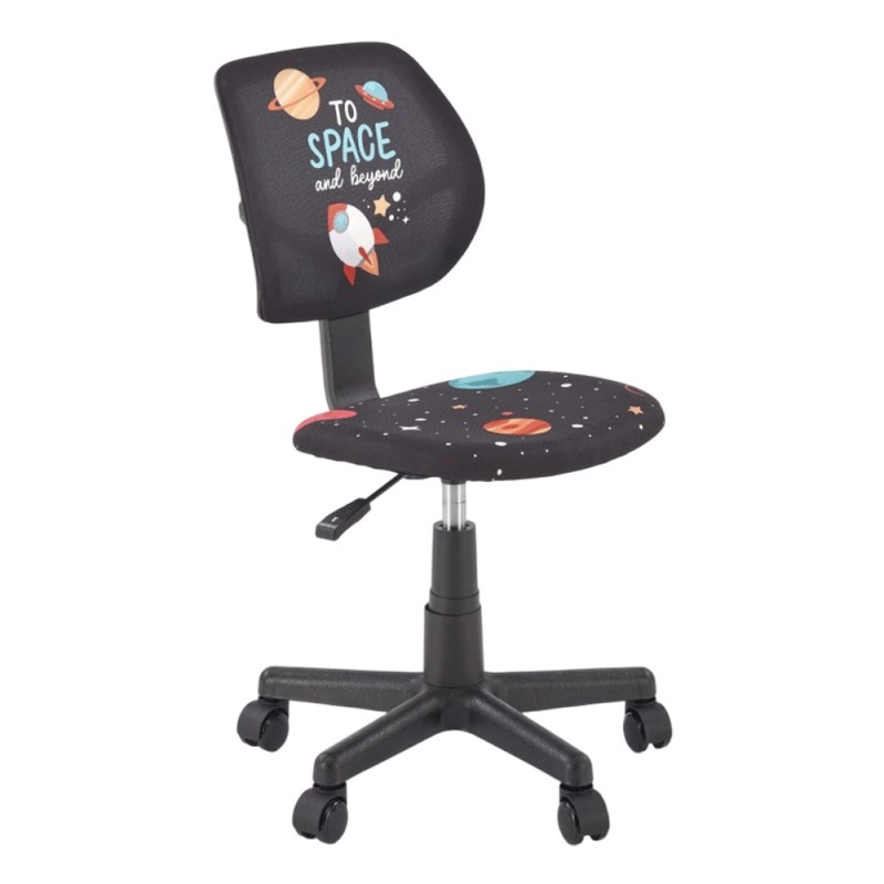 Scaun birou copii HM Bingo, stofa, baza polipropilena, inaltime reglabila, rotatie 360°, sarcina maxima 70 kg, negru
