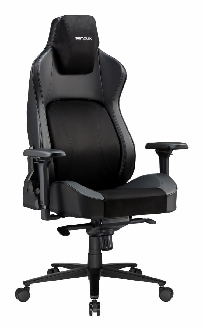 Scaun gaming Serioux Prime, negru, piele si textl, greutate maxima 150 de kg