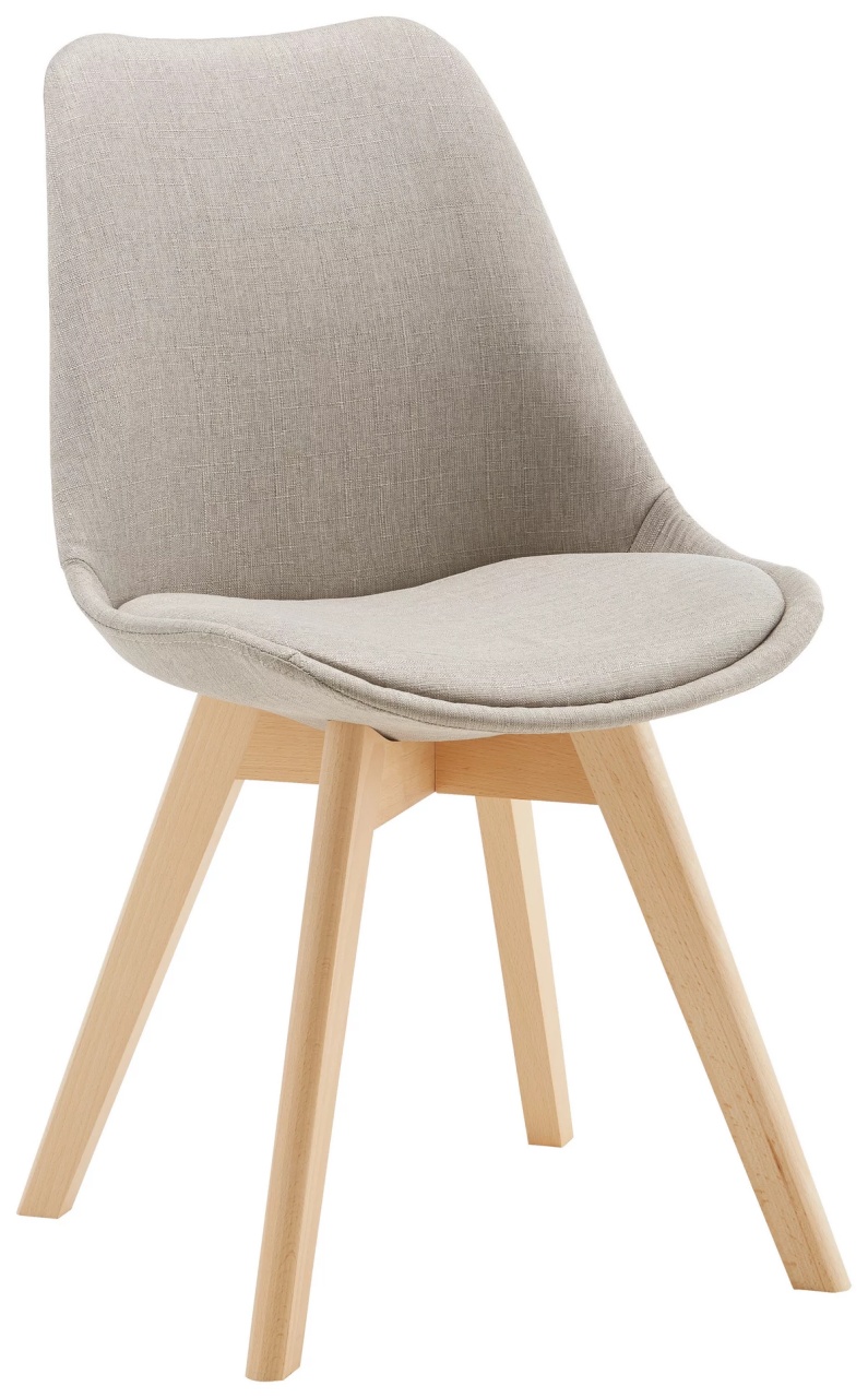 Scaun Rocksi Bej, țesătură, picioare din lemn masiv, 43/82,5/43 cm