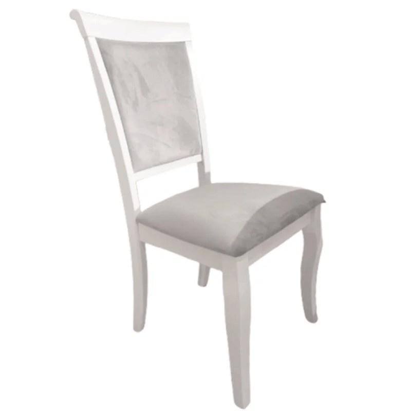 Scaun tapitat de living, AB Albert din lemn masiv, stofa, sarcina maxima 120 kg, 96x42x40 cm, alb/gri