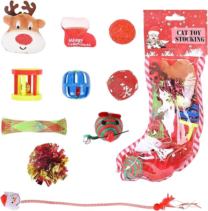 Set 20 jucarii de Craciun pentru pisici Cymax, plus, multicolor