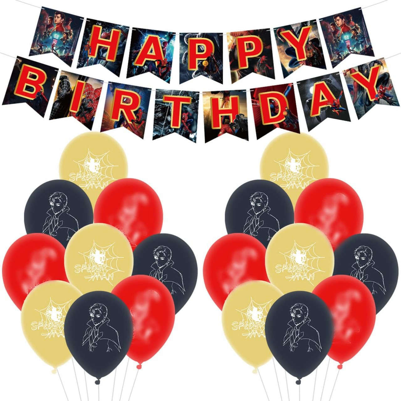 Set aniversar cu banner si baloane Miotlsy, latex/hartie, multicolor, 19 piese Accesorii Accesorii pentru petreceri