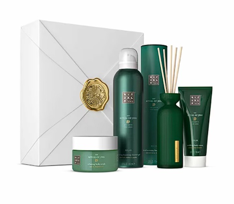 Set cadou Rituals The Ritual of Jing - Calming Collection: Gel de dus, 200 ml + Betisoare parfumate, 50 ml + Scrub, 125 ml + Crema, 200 ml,