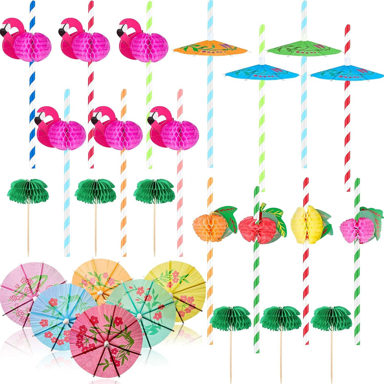 Set de 110 decoratiuni pentru petrecere Patelai, hartie/lemn, multicolor