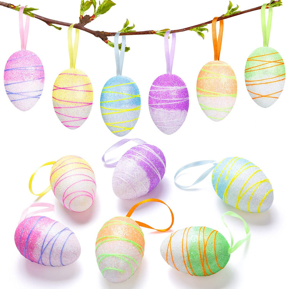 Set de 12 oua pentru Paste Melliex, multicolor, plastic, 5,5 x 3,8 cm