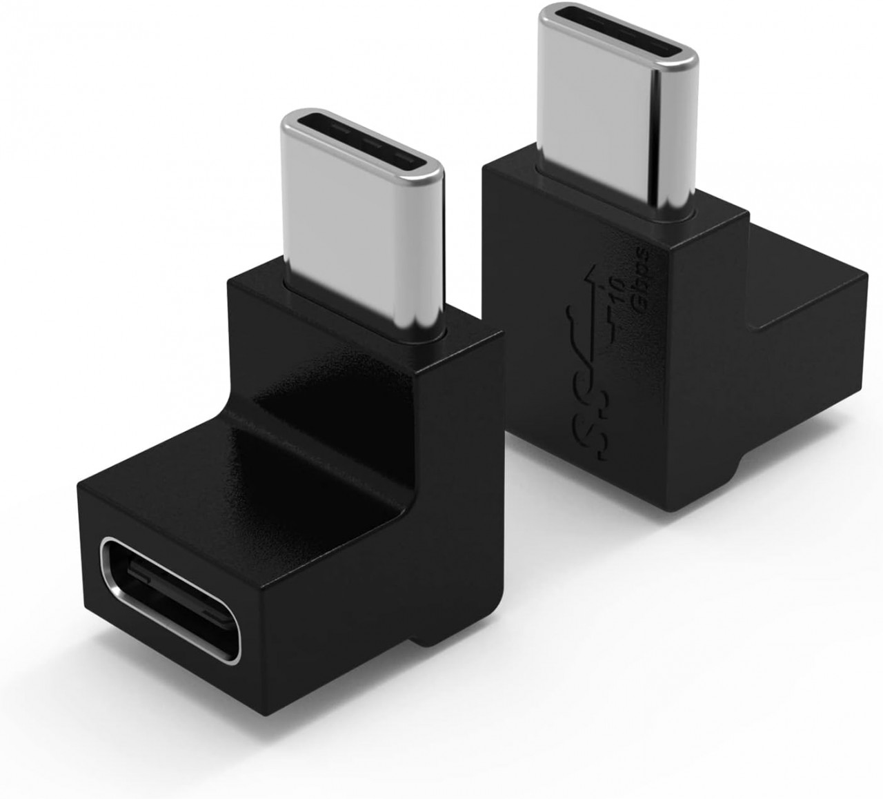 Set de 2 adaptoare USB C cu unghi de 90 grade Juliyeh, negru, ABS, 13 x 13 mm