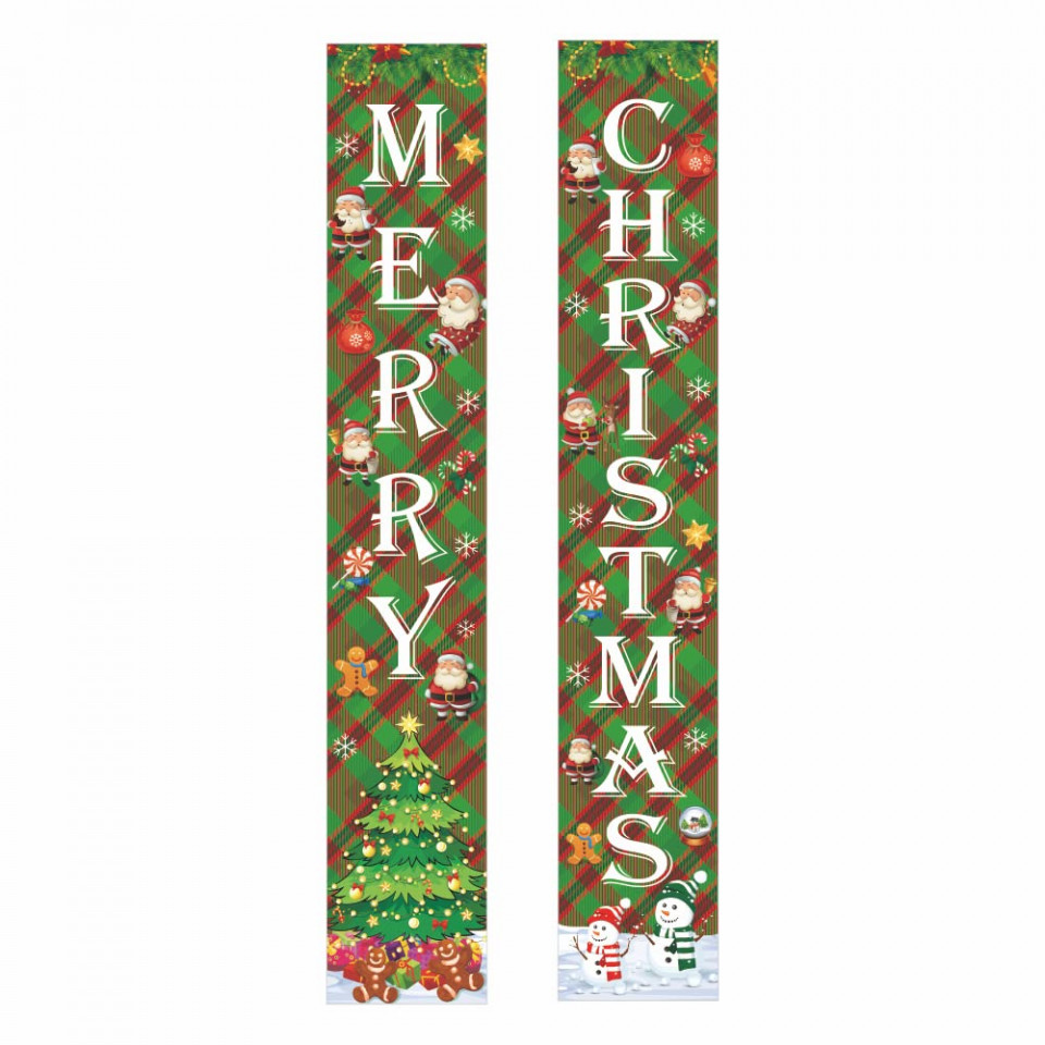 Set de 2 bannere pentru Craciun ZETIY, poliester, multicolor, 30 x 180 cm