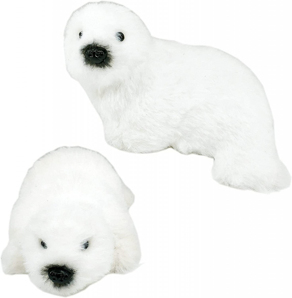 Set de 2 decoratiuni de Craciun Nature Vibe, alb, foca, blana, 15 x 8,9 x 6,1 cm / 10 x 9,4 x 15 cm 61 imagine 2022