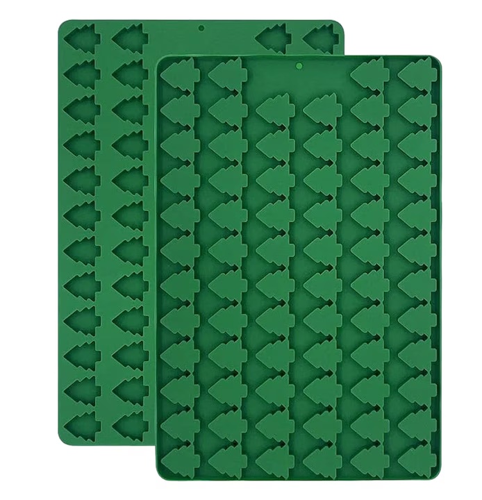 Set de 2 forme Honnesserry pentru bomboanele de Craciun, silicon, verde, 29.5 x 19.5 x 1.3 cm