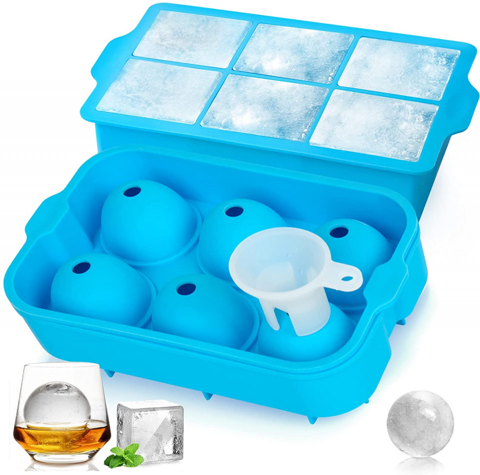 Set de 2 forme pentru cuburi de gheata QcoQce, silicon, albastru, 16,5 x 13 x 5 cm Accesorii pentru bucătărie 2023-09-25