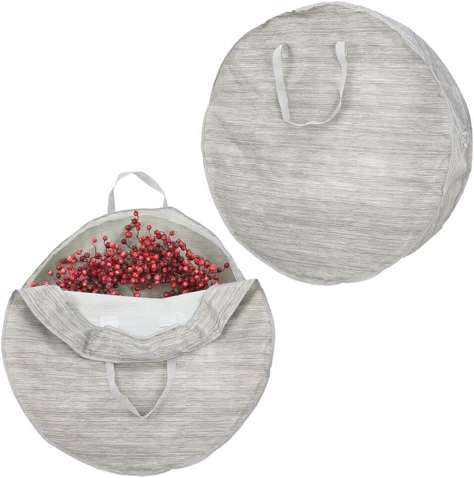 Set de 2 huse pentru coronitele de Craciun mDesign, textil, gri, 76,2 x 76,2 x 20,3 cm