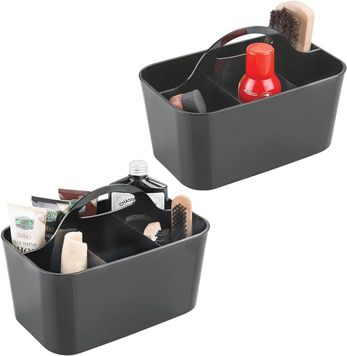 Set de 2 organizatoare mDesign, plastic, negru, 15,2 x 24,3 x 17,2 cm