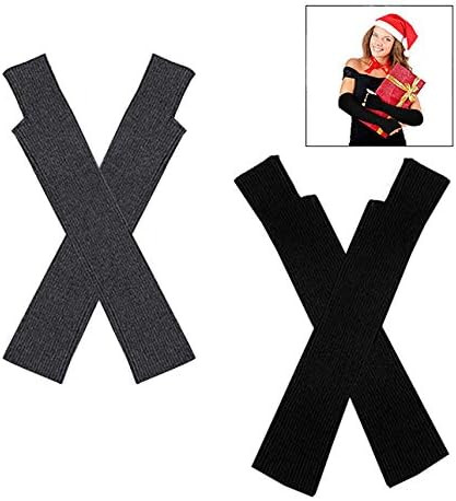 Set de 2 perechi de manusi fara degete XLKJ, casmir, negru, 40 cm