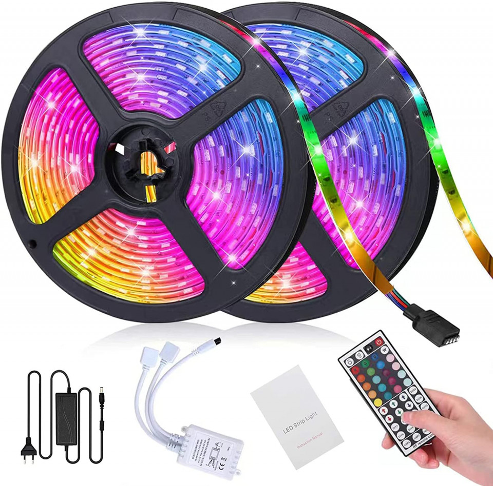 Set de 2 role banda LED cu telecomanda Leyrica, multicolor, 2 x 5 m Banda