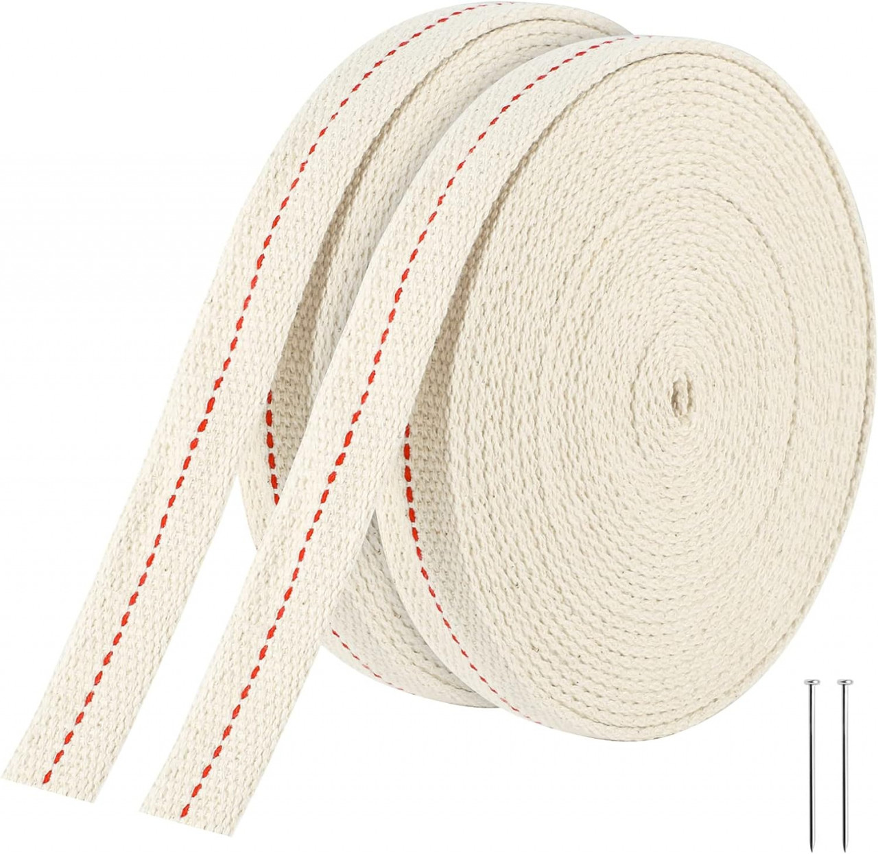 Set de 2 role cu fitil pentru lampa cu petrol HuaJiao, bumbac, alb, 6 m x 2 cm