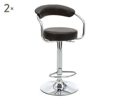 Set de 2 scaune de bar Crux, piele ecologica, negru/argintiu, 50 x 47 x 87-107 cm chilipirul-zilei.ro/