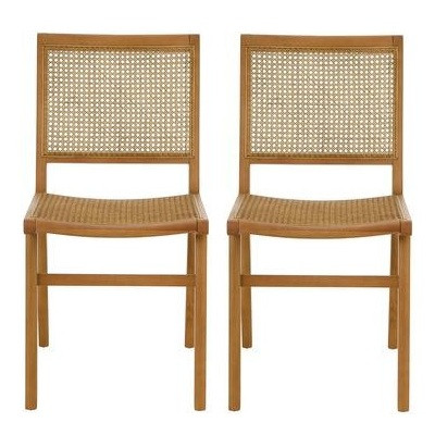 Set de 2 scaune Helle, lemn masiv/ratan, natur, 45 x 90 x 50 cm chilipirul-zilei.ro/