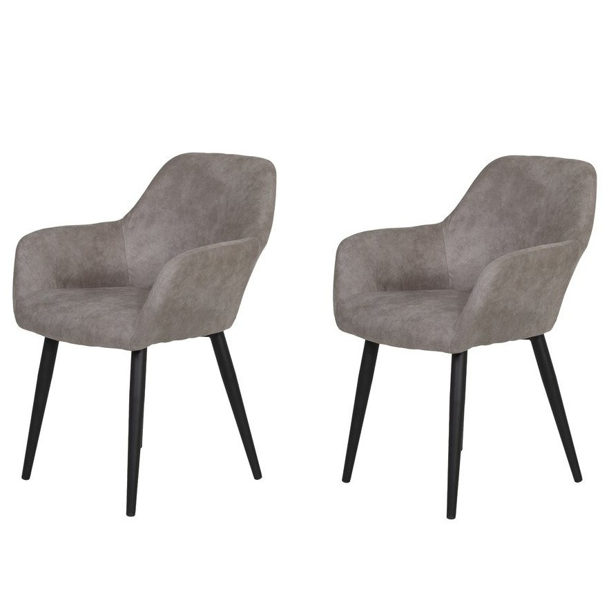 Set de 2 scaune tapitate Louisa, negru/gri, 82 x 55 x 60 cm chilipirul-zilei.ro/ imagine 2022 1-1.ro