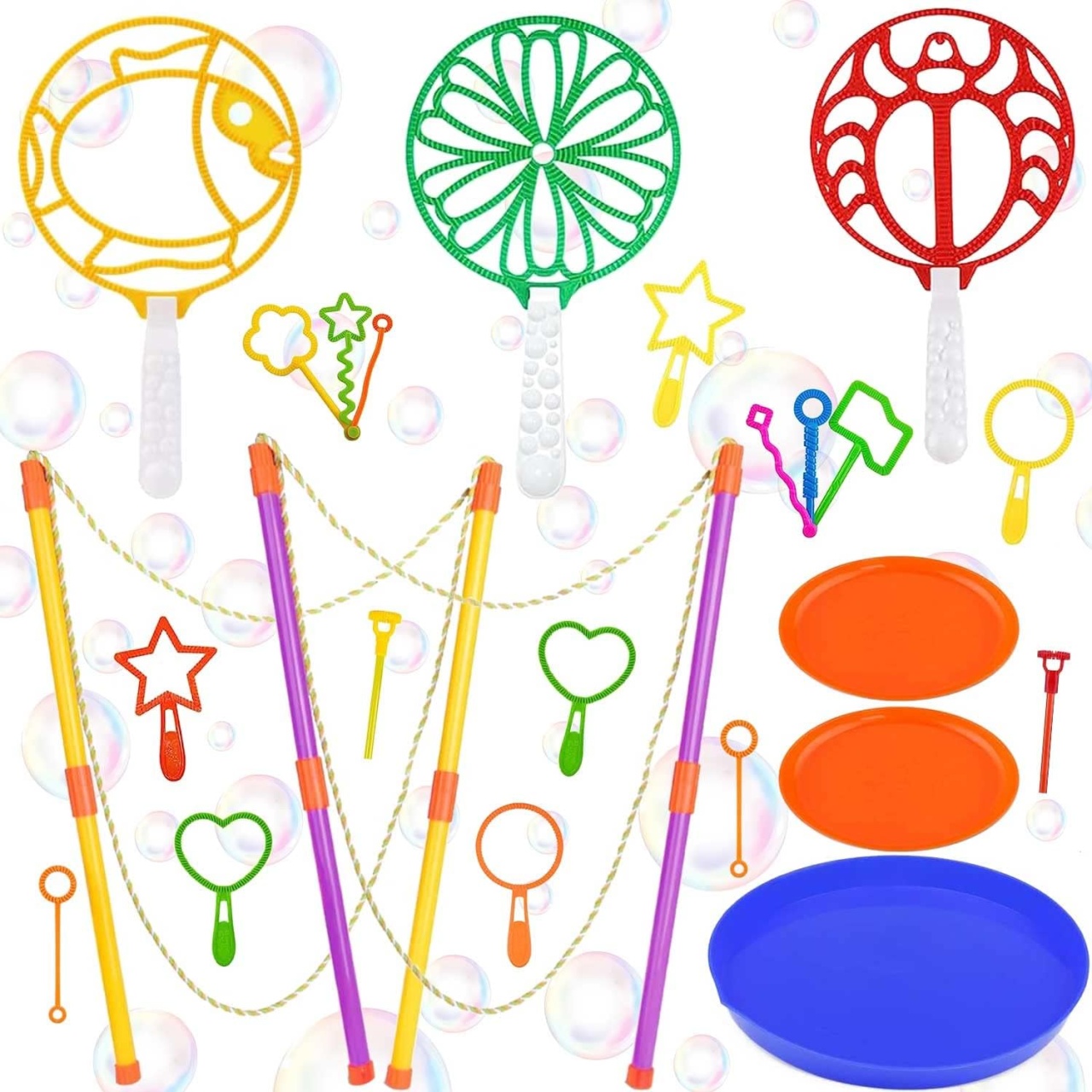 Set de 20 accesorii pentru facut baloane de sapun Sunshine Smile, plastic, multicolor