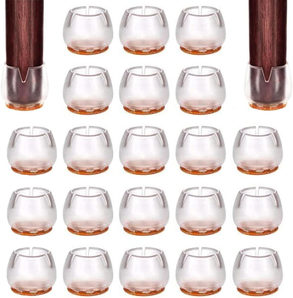 Set de 20 protectii pentru picioarele mobilierului Saijian, silicon/pasla, transparent/natur, 40 mm