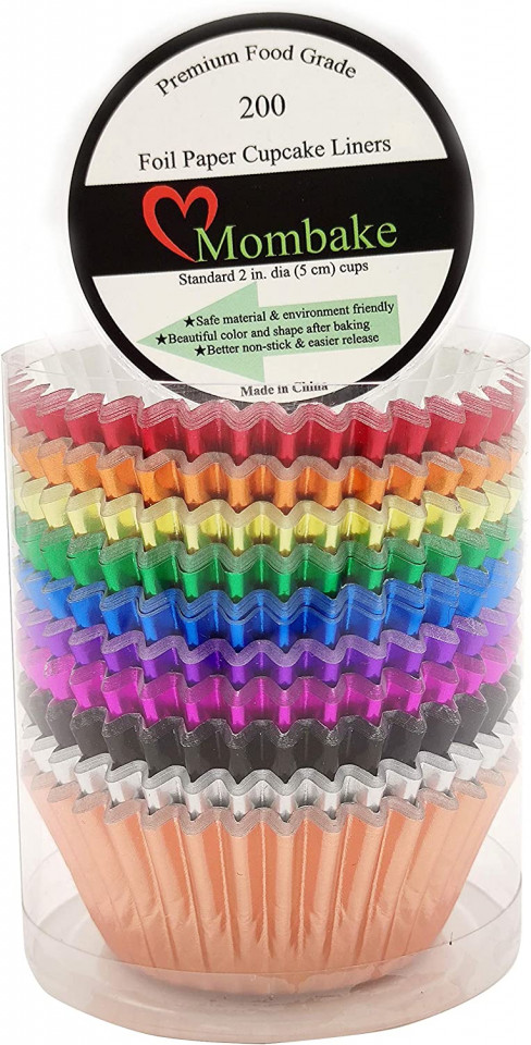 Poze Set de 200 forme pentru briose Mombake, hartie, multicolor, 5 x 7,6 x 3,1 cm
