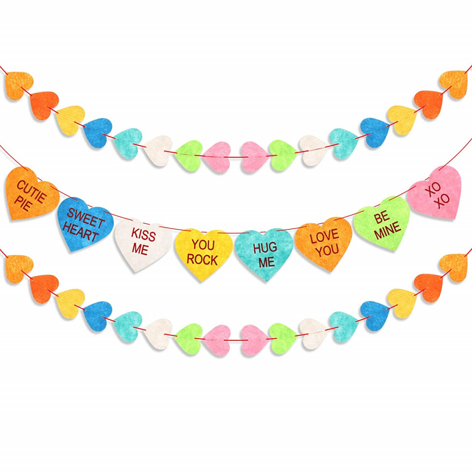Set de 3 bannere pentru Valentine’s Day Qpout, carton, multicolor