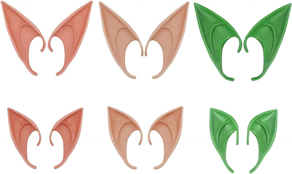 Set de 3 perechi urechi de elf OUQIWEN,latex, verde/roz/roz deschis, 10 x 12 x 5 cm / 8 x 10 x 5 cm Pret Redus chilipirul-zilei pret redus imagine 2022