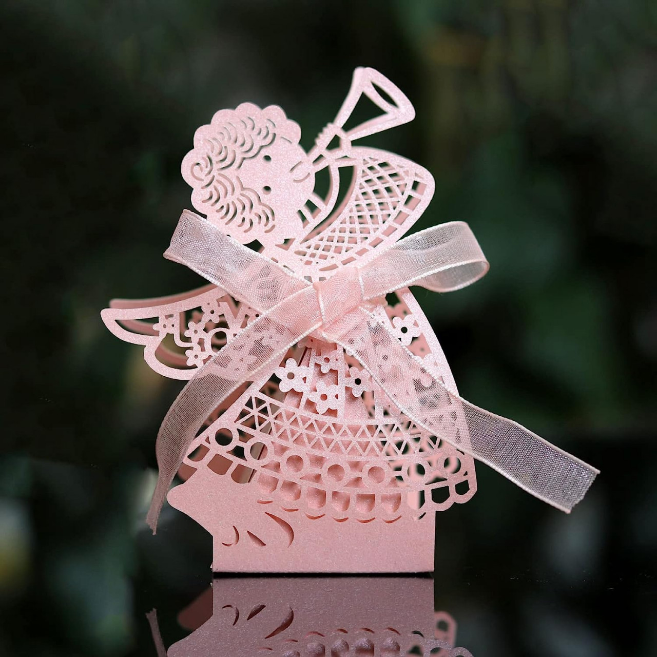 Set de 30 cutii pentru botez/nunta Azexcy, hartie, roz, 4,5 x 4,5 x 3 cm