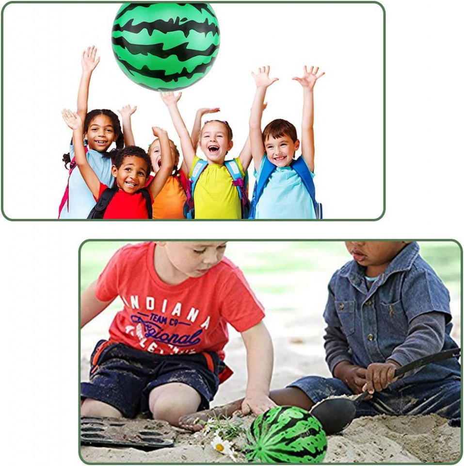 Poze Set de 4 mingi pentru plaja cu pompa BESTZY, PVC, verde/negru/rosu, 20 cm
