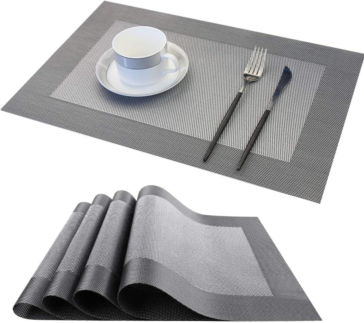 Set de 4 naproane Balcony&Falcon, PVC, gri/argintiu, 30 x 45 cm