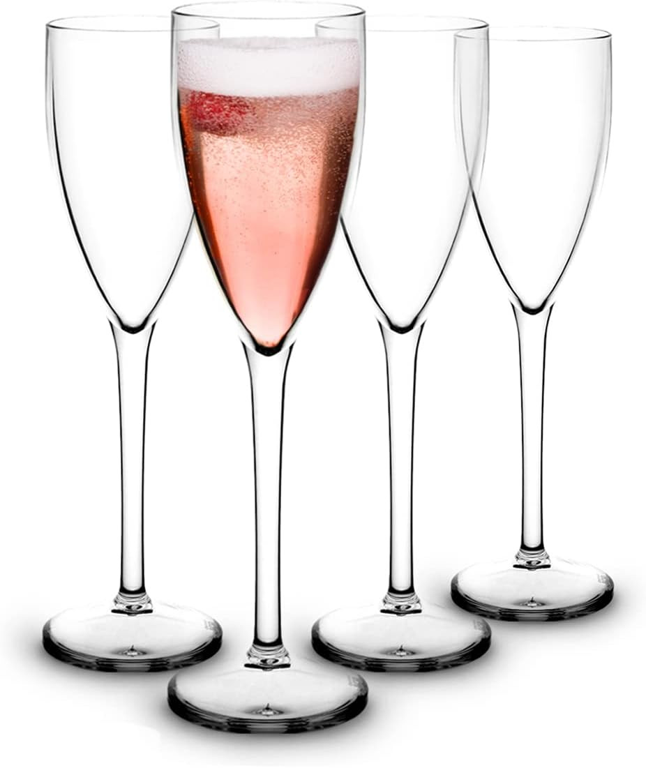 Set de 4 pahare pentru sampanie RBDRINKS, plastic, transparent, 15 cl, 202 x 59 x 53 mm