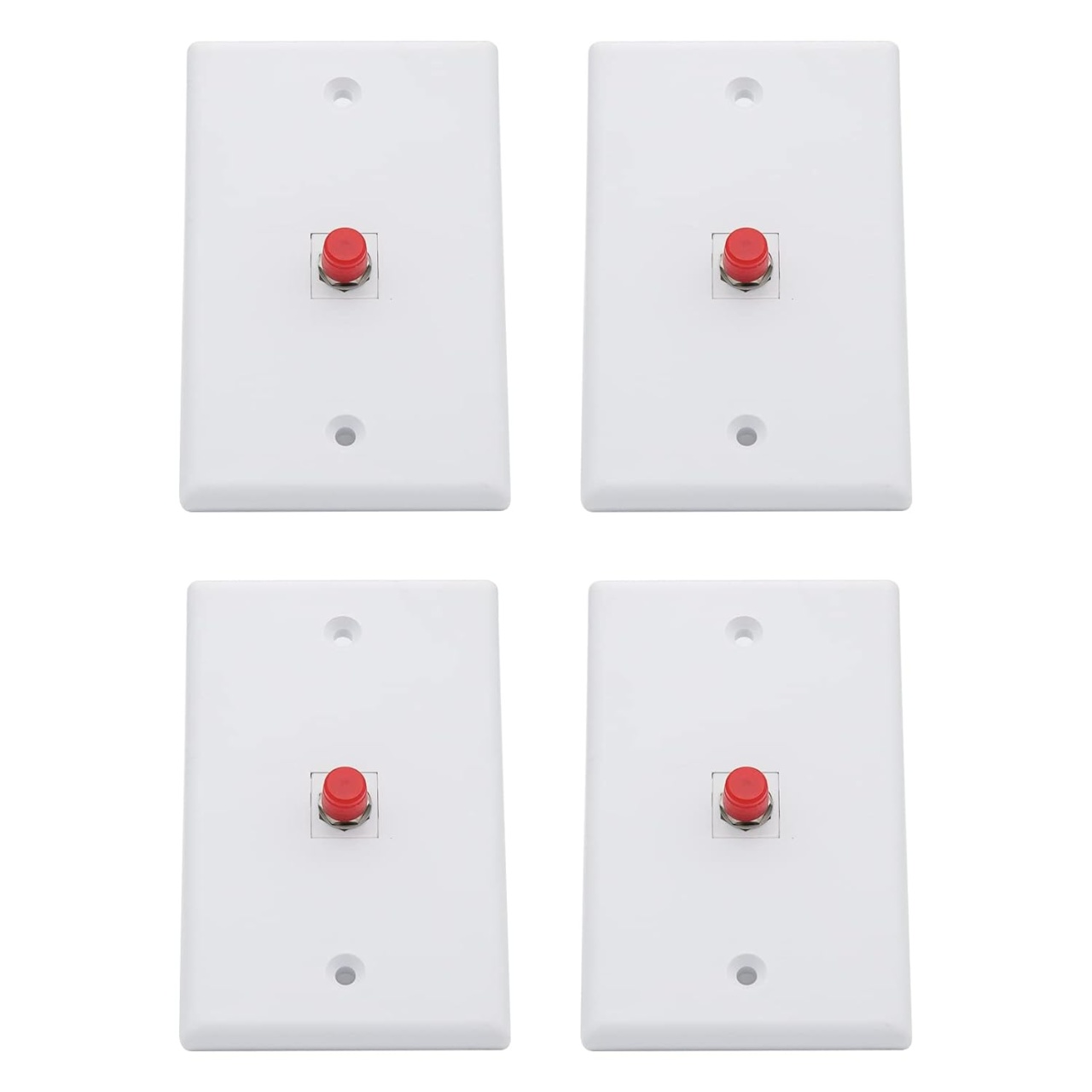Set de 4 panouri cu un port pentru fibra optica cu adaptor ST SMF/MMF 10Gtek, plastic, alb/rosu
