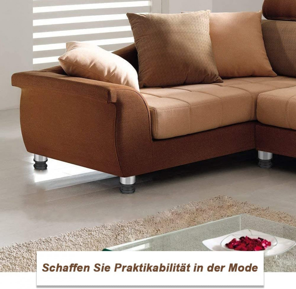 Set de 4 picioare pentru mobilier SVUPUE, metal, argintiu/negru, 6,3 x 5 x 6 cm