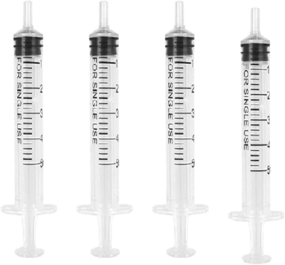 Set de 4 seringi sterile Gnaumore, plastic, transparent/negru, 10 ml