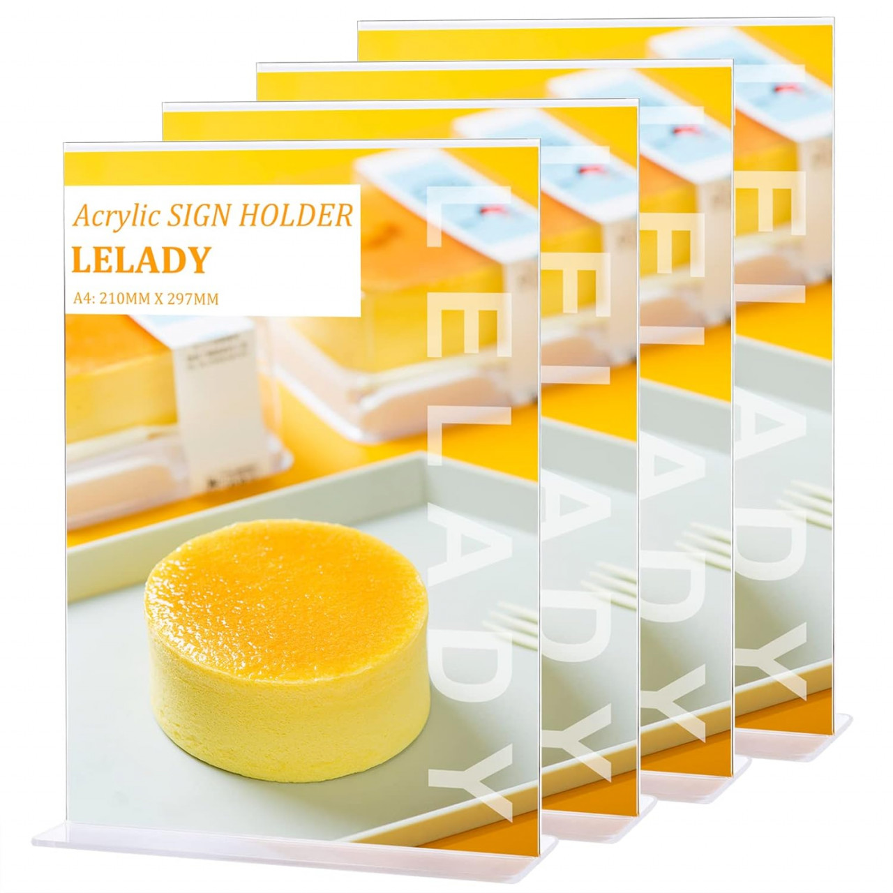 Set de 4 suporturi pentru meniu LELADY, acril, transparent, 30 x 21 cm