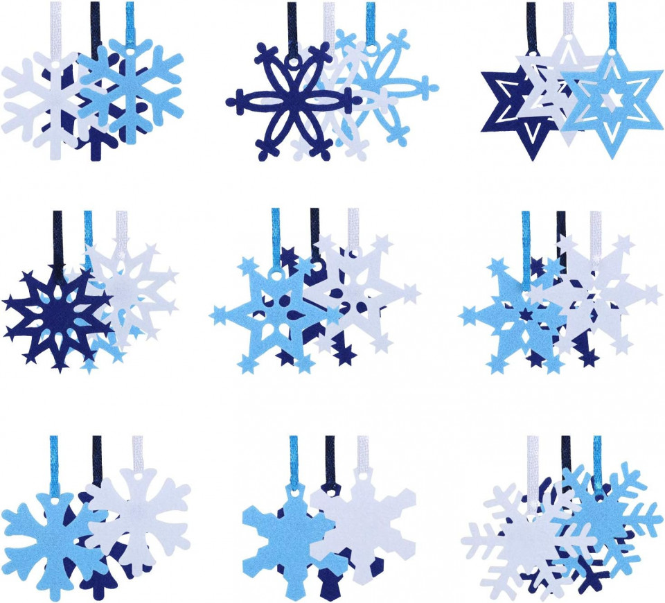 Set de 45 ornamente pentru brad Naler, pasla, alb/albastru, 5 x 5 cm alb/albastru imagine 2022