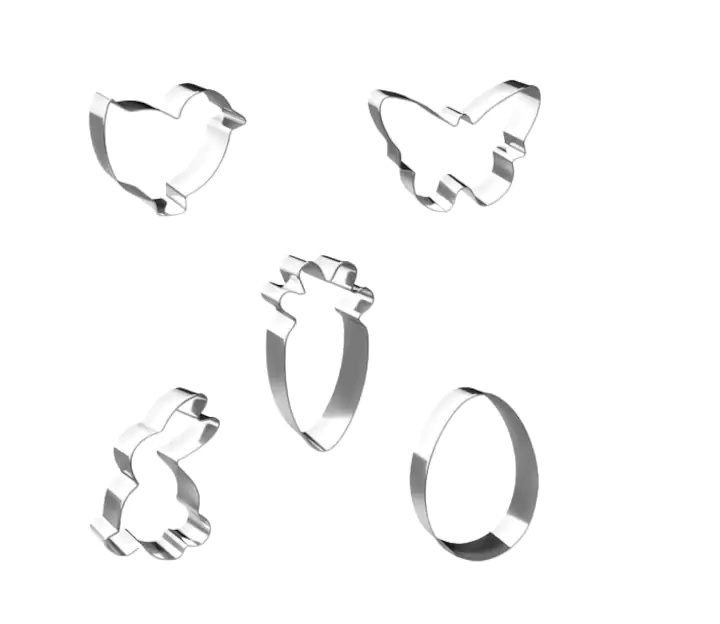 Set de 5 forme pentru biscuiti Joyoldelf, model Paste, otel inoxidabil, argintiu