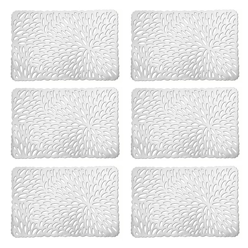 Set de 6 naproane, PVC, argintiu, 28,5 x 43,5 cm chilipirul-zilei.ro/ imagine 2022