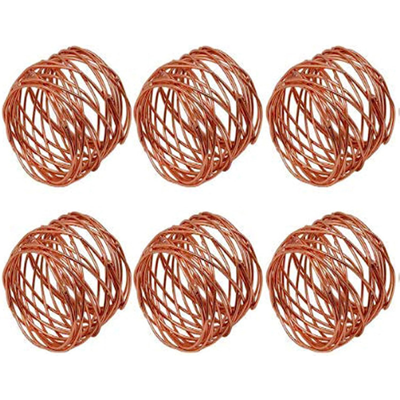Set de 6 suporturi decorative pentru servetele India Artistic, aliaj, auriu, 6,3 x 2,5 cm